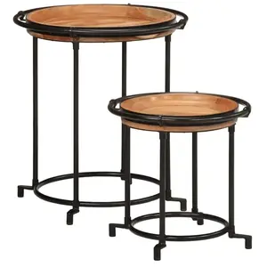 Comparateur de prix : Vidaxl - Ensemble De Table D'Appoint 2 Pcs Bois Massif D'Acacia