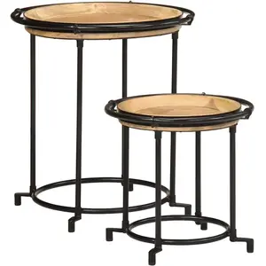 Comparateur de prix : Vidaxl - Ensemble De Table D'Appoint 2 Pcs Bois Massif De Manguier
