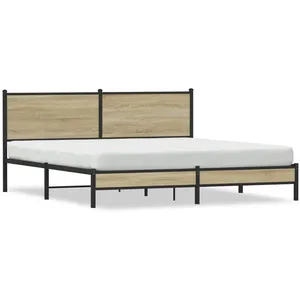 vidaXL Cadre de lit en métal sans matelas chêne sonoma 180x200 cm pas cher