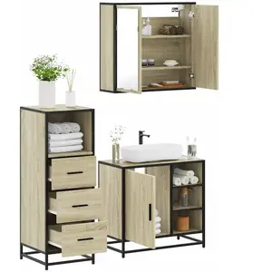 Comparateur de prix : vidaXL Ensemble de meubles de salle de bain 3 pcs chêne sonoma