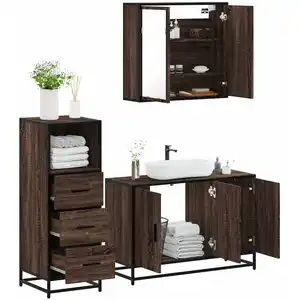 vidaXL Vidaxl Ensemble De Meubles De Salle De Bain 3 Pcs Chêne Marron pas cher