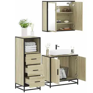 vidaXL Ensemble de meubles de salle de bain 3 pcs chêne sonoma pas cher
