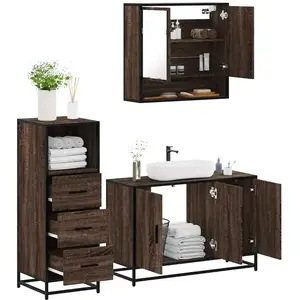 vidaXL Ensemble de meubles de salle de bain 3 pcs Chêne marron pas cher