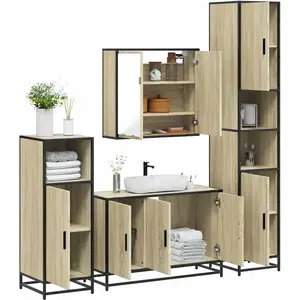Comparateur de prix : vidaXL Ensemble de meubles de salle de bain 4 pcs chêne sonoma