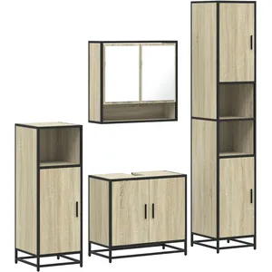 Comparateur de prix : vidaXL Ensemble de meubles de salle de bain 4 pcs chêne sonoma