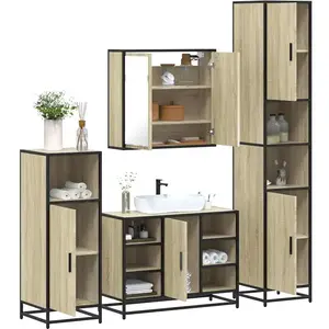 Comparateur de prix : vidaXL Ensemble de meubles de salle de bain 4 pcs chêne sonoma