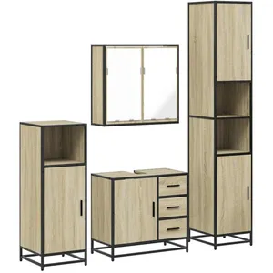 Comparateur de prix : Vidaxl - Ensemble de meubles de salle de bain 4 pcs chêne sonoma