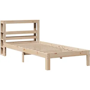vidaXL Cadre de lit avec tête de lit 90x190 cm bois de pin massif pas cher