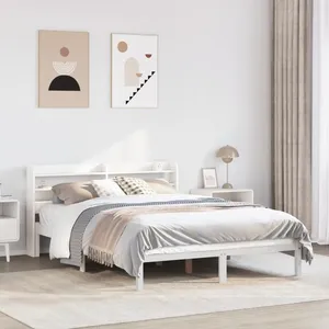 vidaXL Cadre de lit sans matelas blanc 160x200 cm bois de pin massif pas cher