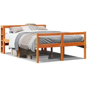 vidaXL Cadre de lit et tête de lit cire marron 140x200 cm bois de pin pas cher