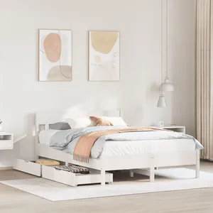 Vidaxl cadre de lit sans matelas blanc 140x190 cm bois de pin massif pas cher