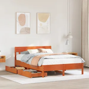 vidaXL Cadre de lit sans matelas cire marron 150x200cm bois pin massif pas cher