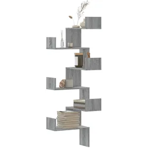 vidaXL Étagère d'angle murale sonoma gris 45x45x147cm bois ingénierie pas cher