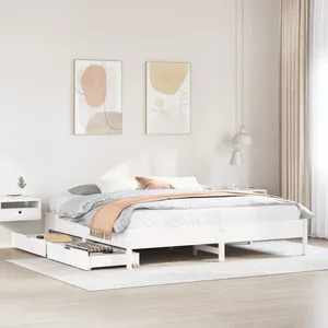 Vidaxl cadre de lit sans matelas blanc 180x200 cm bois massif de pin pas cher