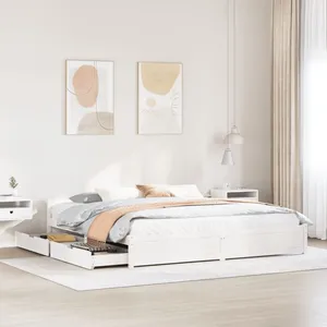 Vidaxl cadre de lit sans matelas blanc 160x200 cm bois de pin massif pas cher