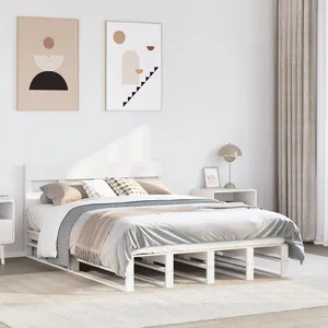 Vidaxl cadre de lit sans matelas blanc 150x200 cm bois de pin massif pas cher