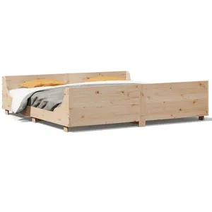 vidaXL Cadre de lit avec tête de lit 180x200 cm bois de pin massif pas cher