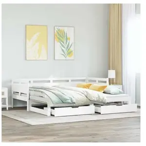 Vidaxl lit de jour avec gigogne et tiroirs sans matelas blanc 90x190cm pas cher