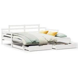 Vidaxl lit de jour avec gigogne et tiroirs sans matelas blanc 80x200cm pas cher