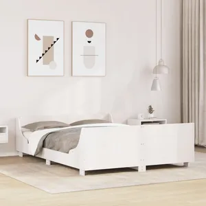 Vidaxl cadre de lit sans matelas blanc 140x200 cm bois de pin massif pas cher