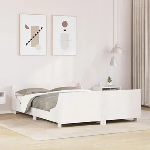 Vidaxl cadre de lit sans matelas blanc 140x190 cm bois de pin massif pas cher