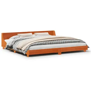 vidaXL Cadre de lit et tête de lit cire marron 200x200 cm bois de pin pas cher