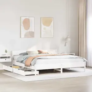 vidaXL Cadre de lit sans matelas blanc 160x200 cm bois de pin massif pas cher