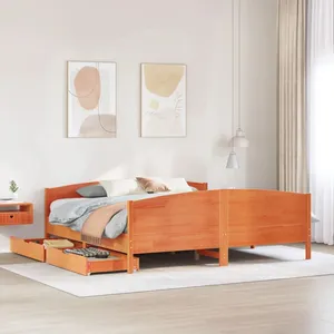 vidaXL Cadre de lit sans matelas cire marron 180x200cm bois pin massif pas cher