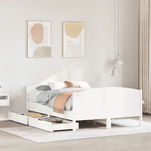 Vidaxl cadre de lit sans matelas blanc 140x200 cm bois de pin massif pas cher