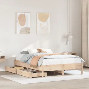 vidaXL Vidaxl Cadre De Lit Sans Matelas 135x190 Cm Bois De Pin Massif pas cher