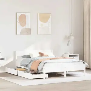 vidaXL Cadre de lit sans matelas blanc 140x190 cm bois de pin massif pas cher
