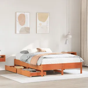 vidaXL Cadre de lit sans matelas cire marron 140x200cm bois pin massif pas cher