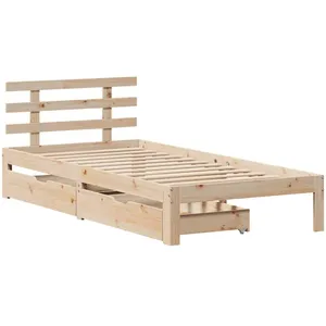 vidaXL Cadre de lit avec tiroirs 90x200 cm bois de pin massif pas cher