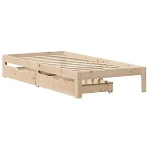 vidaXL Vidaxl Cadre De Lit Avec Tiroirs 90x200 Cm Bois De Pin Massif pas cher
