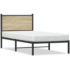 vidaXL Cadre de lit en métal avec tête de lit chêne sonoma 75x190 cm pas cher