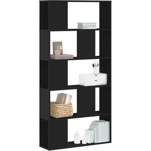 Comparateur de prix : vidaXL Bibliothèque 5 niveaux noir 80,5x23,5x162,5 cm bois ingénierie