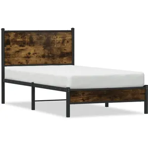 vidaXL Cadre de lit en métal avec tête de lit chêne fumé 80x200 cm pas cher
