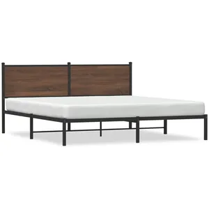 vidaXL Cadre de lit en métal avec tête de lit chêne marron 160x200 cm pas cher