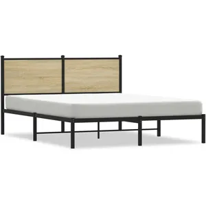 vidaXL Cadre de lit en métal avec tête de lit chêne sonoma 140x190 cm pas cher