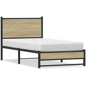 vidaXL Cadre de lit en métal sans matelas chêne sonoma 90x190 cm pas cher