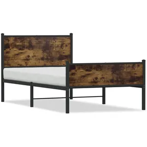 vidaXL Vidaxl Cadre De Lit En Métal Sans Matelas Chêne Fumé 100x190 Cm pas cher