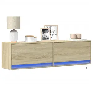 vidaXL Meuble TV mural avec lumières LED chêne sonoma 140x31x38 cm pas cher