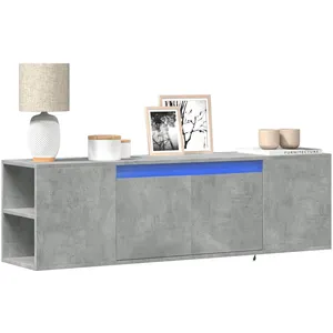 vidaXL Meuble TV mural avec lumières LED gris béton 135x31x39,5 cm pas cher