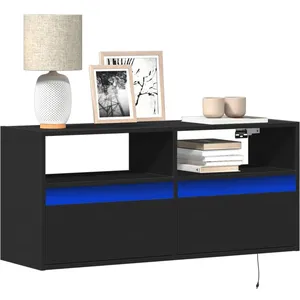 vidaXL Meuble TV mural avec lumières LED noir 100x31x45 cm pas cher