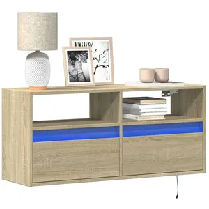 vidaXL Meuble TV mural avec lumières LED chêne sonoma 100x31x45 cm pas cher