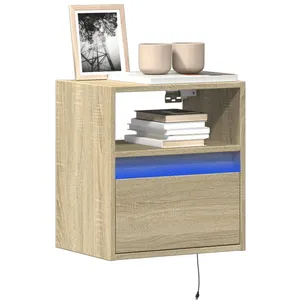 vidaXL Meuble TV mural avec lumières LED chêne sonoma 41x31x45 cm pas cher