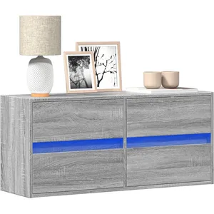 vidaXL Meuble TV mural avec lumières LED sonoma gris 100x31x45 cm pas cher
