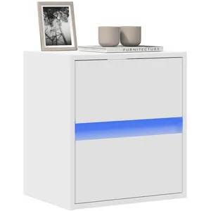 vidaXL Meuble TV mural avec lumières LED blanc 41x31x45 cm pas cher