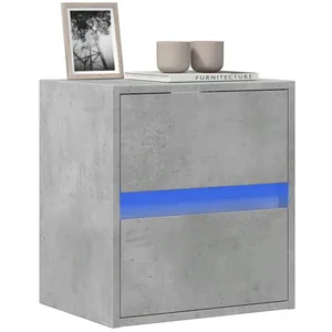 vidaXL Meuble TV mural avec lumières LED gris béton 41x31x45 cm pas cher