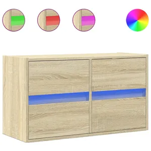vidaXL Meuble TV mural avec lumières LED chêne sonoma 80x31x45 cm pas cher